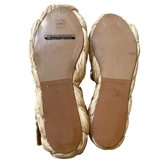 CLERGERIE Antona Size 41/US 10.5 Raffia Espadrille Slingback Platform Sandal NEW